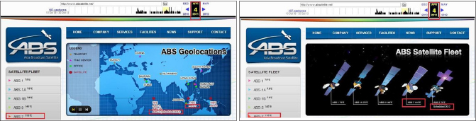 ▲ ABS 2011년 4월 4일자 웹사이트 - KT는 무궁화3호위성이 2011년 9월 4일이후 ABS에 인도됐다고 밝혔지만, ABS웹사이트에는 2011년 4월이미 ABS-7 , 즉 무궁화3호위성을 운영하고 있다고 명시, 정식 인도전에 KT가 위성운용권을 ABS에 넘겼을 것이라는 의혹을 낳고 있다.