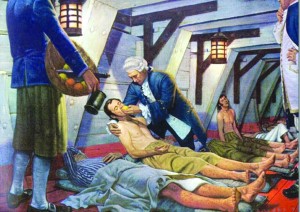 ▲ 1747년 영국 군의관 제임스 린드(James Lind)는 레몬, 오렌지, 양배추 달인물로 영국 해군의 괴혈병 사망률을 낮췄다.