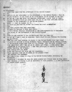 ▲ 미국 시카고 이민국의 1925년 6월 9일 자 안창호 선생 심문기록. 안창호 선생의 자필 서명이 남아있다. 